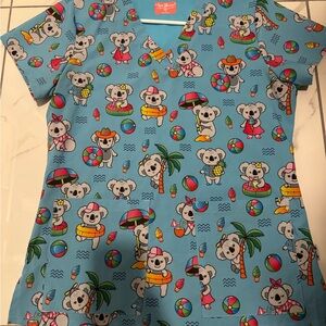 Blue Koala Print Women's Scrub Top